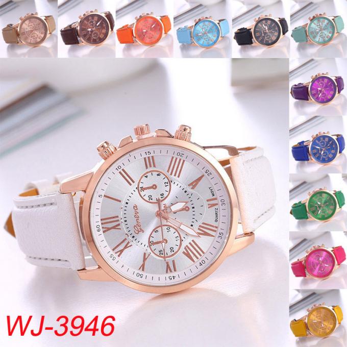 Frauen-gute Qualitäts-Geschenk-analoge Legierungs-Uhrgehäuse-Leder-Uhr der Mode-WJ-8452